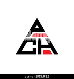 PCH triangle letter logo design with triangle shape. PCH triangle logo design monogram. PCH triangle vector logo template with red color. PCH triangul Stock Vector