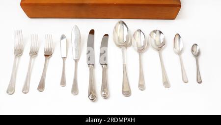 Regalia Large canteen Service Silver Cutlery Set Traditional Bead Style Stock Photo