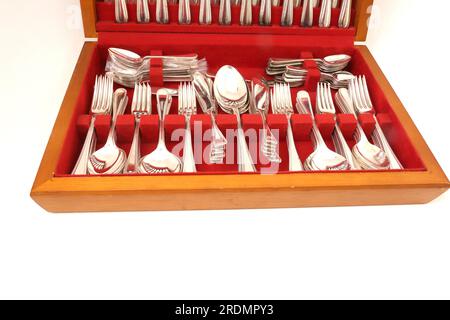 Regalia Large canteen Service Silver Cutlery Set Traditional Bead Style Stock Photo