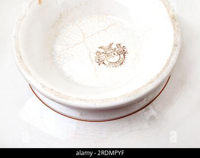 Base of Vintage Villeroy and Boch Ceramic Soup Bowl From Dresden Germany Showing Stamp Stock Photo