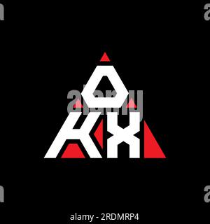 OKX triangle letter logo design with triangle shape. OKX triangle logo design monogram. OKX triangle vector logo template with red color. OKX triangul Stock Vector