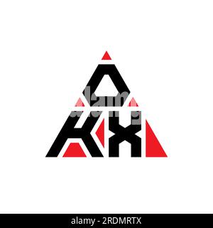 OKX triangle letter logo design with triangle shape. OKX triangle logo design monogram. OKX triangle vector logo template with red color. OKX triangul Stock Vector
