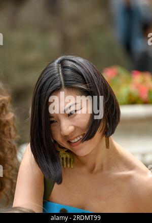 Rebecca Yeo (actress / producer) at an EQUITY event in Leicester Square supporting the SAG-AFTRA American actors' strike 21st July 2023 Stock Photo