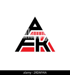 PFK triangle letter logo design with triangle shape. PFK triangle logo design monogram. PFK triangle vector logo template with red color. PFK triangul Stock Vector