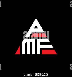 PMF triangle letter logo design with triangle shape. PMF triangle logo design monogram. PMF triangle vector logo template with red color. PMF triangul Stock Vector