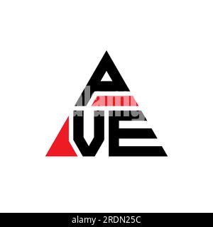 PVE triangle letter logo design with triangle shape. PVE triangle logo design monogram. PVE triangle vector logo template with red color. PVE triangul Stock Vector