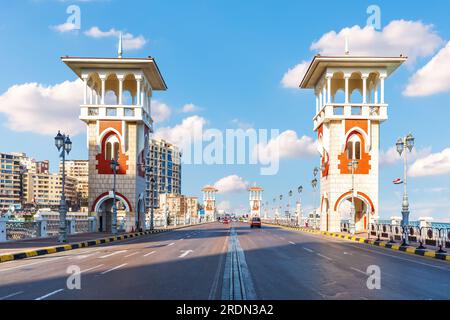 Stanley Bridge, popular architectural landmark of Alexandria, Egypt Stock Photo