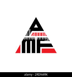 PMF triangle letter logo design with triangle shape. PMF triangle logo design monogram. PMF triangle vector logo template with red color. PMF triangul Stock Vector