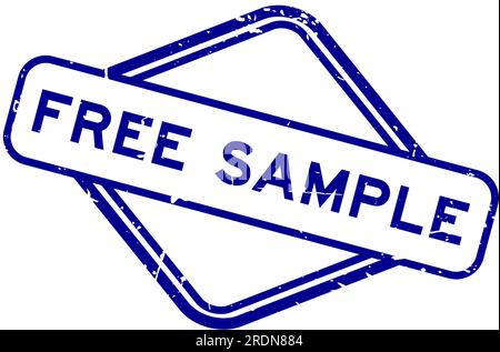 Grunge blue free sample word rubber seal stamp on white background Stock Vector