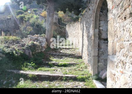 Monuments in city of Mystra Stock Photo