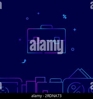 Briefcase, portfolio, schoolbag gradient line vector icon, simple illustration on a dark blue background, banking and money related bottom border. Stock Vector