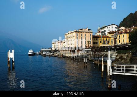 Bellagio, Lombardy, Italy - February 18, 2022. Beautiful view of Bellagio on the shore of the Como Lake, Lombardy, Italy Stock Photo
