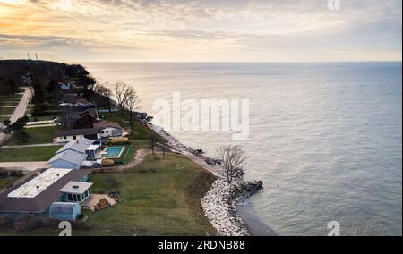 Beautiful Homes On the Coast Aerial Photo Stock Photo