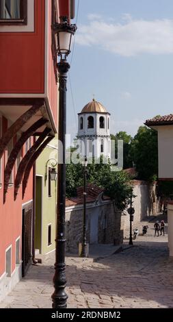 Looking towards the The Church of St Constantine and Helena, Old Town in Plovdiv, Bulgaria; the oldest city in Europe. Stock Photo