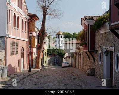 Looking towards the The Church of St Constantine and Helena, Old Town in Plovdiv, Bulgaria; the oldest city in Europe. Stock Photo