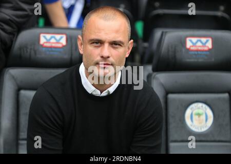 Shaun Maloney, manager of Wigan Athletic looks on during the Sky Bet ...