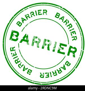 Grunge green barrier word round rubber seal stamp on white background Stock Vector