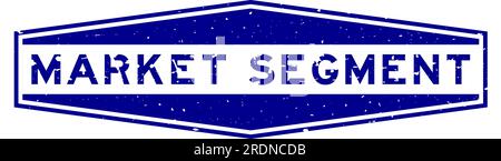 Grunge blue market segment word hexagon rubber seal stamp on white background Stock Vector