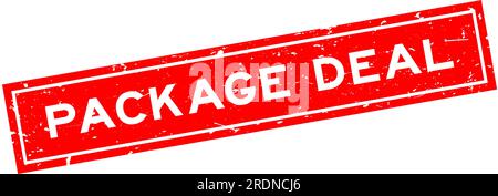Grunge red package deal word square rubber seal stamp on white background Stock Vector