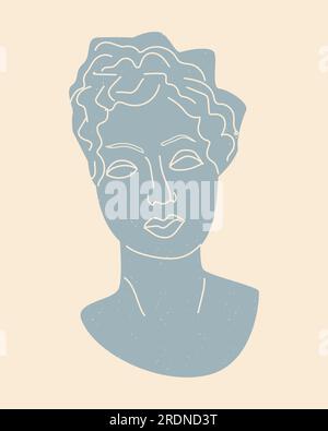 bust of ancient Greek woman, goddess.  Stock Vector