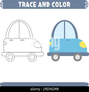 Trace and color for kids, car vector Stock Vector Image & Art - Alamy