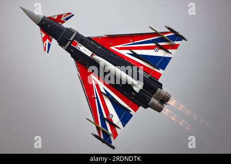 The RAF Blackjack Typhoon displaying at the Royal International Air Tattoo 2023. Stock Photo