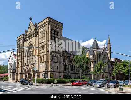 Clinton Hill Historic District: 279 Lafayette Avenue, Emmanuel Baptist Church, designed by Francis Kimball and built in 1887. Stock Photo