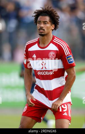 Düsseldorf, Deutschland, Fussball Bundesliga Freundschaftsspiel Fortuna Düsseldorf vs.VFL Bochum 3-1 am 21. 07. 2023 im Paul-Janes Stadion am Flinger Broich in Düsseldorf Emmanuel  IYOHA (F 95) Norbert Schmidt, Duesseldorf Stock Photo