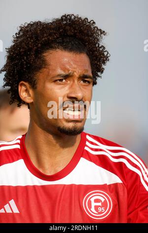 Düsseldorf, Deutschland, Fussball Bundesliga Freundschaftsspiel Fortuna Düsseldorf vs.VFL Bochum 3-1 am 21. 07. 2023 im Paul-Janes Stadion am Flinger Broich in Düsseldorf Emmanuel  IYOHA (F 95) Norbert Schmidt, Duesseldorf Stock Photo