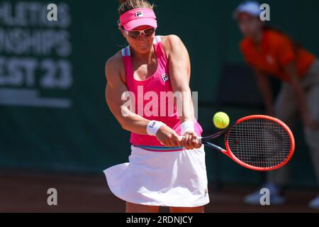 Budapest, Hungary. 22nd July, 2023. Nadia Podoroska (ARG) during the semifinal match of WTA250 Hungarian Gran Prix Tennis on July 22nd, 2023 at Romai Teniszakademia, Budapest, Hungary Credit: Independent Photo Agency/Alamy Live News Stock Photo