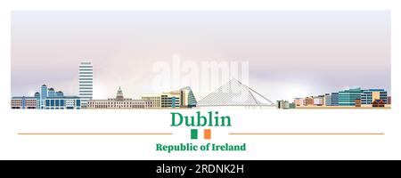 Dublin skyline in bright color palette vector illustration Stock Vector