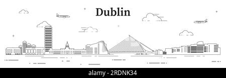Dublin skyline line art vector illustration Stock Vector