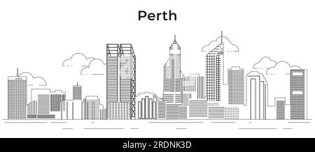 Perth skyline line art vector illustration Stock Vector