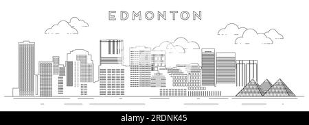 Edmonton skyline line art vector illustration Stock Vector
