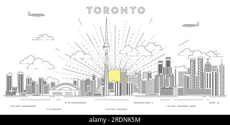 Toronto skyline line art vector illustration Stock Vector