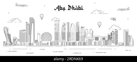 Abu Dhabi skyline line art vector illustration Stock Vector