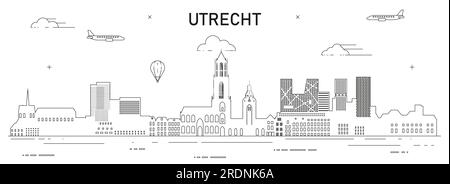 Utrecht skyline line art vector illustration Stock Vector