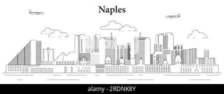 Naples skyline line art vector illustration Stock Vector