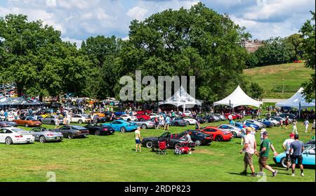 A view of the Porsche section at a car show in Pittsburgh, Pennsylvania, USA Stock Photo
