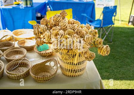 Gullah Geechee baskets. A traditional craft from the coastal regions of ...