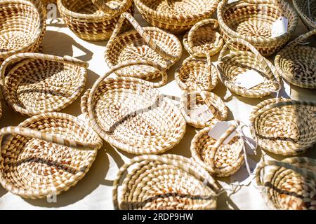 Gullah Geechee baskets. A traditional craft from the coastal regions of ...