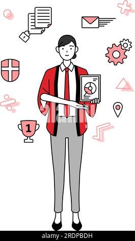 Image of DX, Woman wearing a red happi coat who has successfully ...