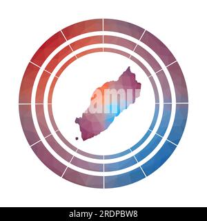 Itsukushima badge. Bright gradient logo of island in low poly style. Multicolored Itsukushima rounded sign with map in geometric style for your infogr Stock Vector