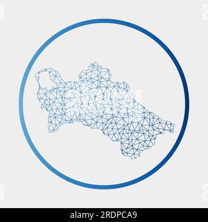 Turkmenistan icon. Network map of the country. Round Turkmenistan sign with gradient ring. Technology, internet, network, telecommunication concept. V Stock Vector