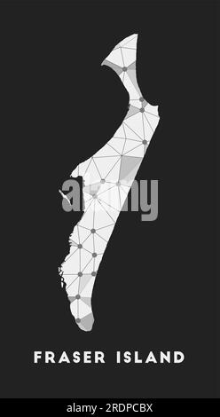 Fraser Island - communication network map. Fraser Island trendy geometric design on dark background. Technology, internet, network, telecommunication Stock Vector