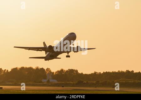 Richmond, British Columbia, Canada. 20th July, 2023. A Cargojet Airways Boeing 767-300ER BDSF cargo jet (C-FMIJ) takes off from Vancouver International Airport. (Credit Image: © Bayne Stanley/ZUMA Press Wire) EDITORIAL USAGE ONLY! Not for Commercial USAGE! Stock Photo