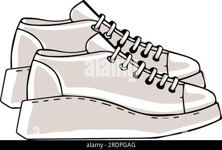 Sportive sneakers on massive platform, isolated pair of shoes for sports or daily usage and casual outfits. Modern fashionable clothes, footwear with Stock Vector