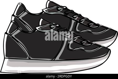 Trendy footwear for women or men, stylish shoes on massive platform. Isolated sneakers for running or working out. Modern fashionable clothes. Urban a Stock Vector