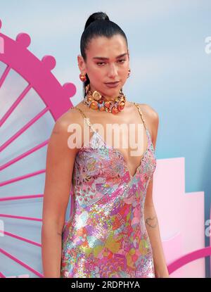 Jul 12, 2023 - London, England, UK - Dua Lipa attending the Barbie European Premiere, Cineworld Leicester Square Stock Photo