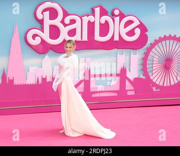 Jul 12, 2023 - London, England, UK - Margot Robbie attending the Barbie European Premiere, Cineworld Leicester Square Stock Photo